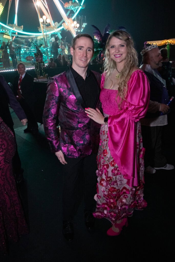 Paul and Natalie Pierce at the 2026 Krewe of Priscus Coachella in Pensacola, Florida