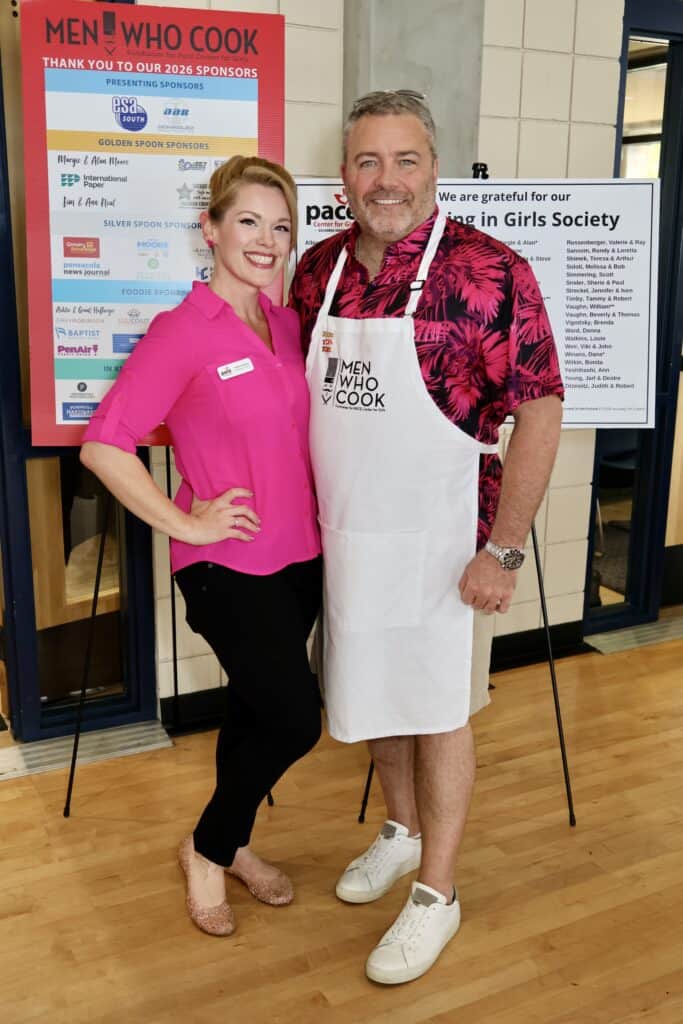 Ashley Donahoo & Jason Higgs at the 2026 Men Who Cook in Pensacola, Florida.