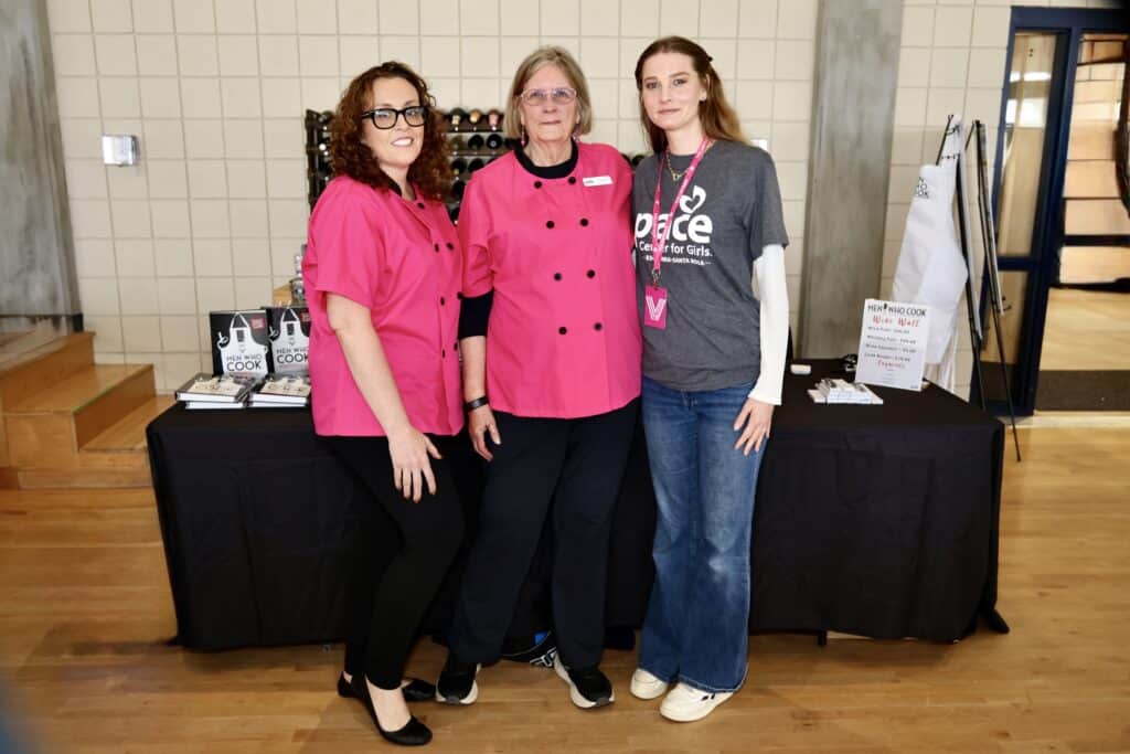 Meredith Bush, Pat Franklin & Claire Barth at the 2026 Men Who Cook in Pensacola, Florida.