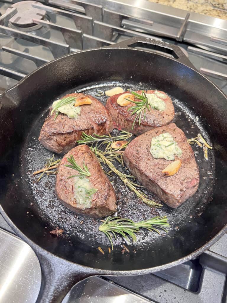 Cast Iron Seared Waygu Filets Finished in the Oven